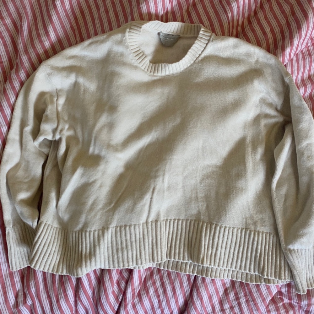 Everlane cream cotton crewneck sweater size L